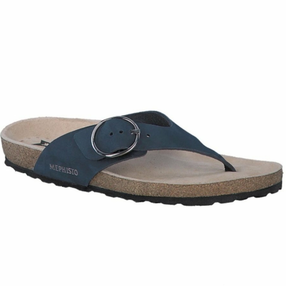 Mephisto Natalia Nubuck Leather Sandal Navy